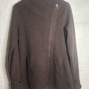 Athleta Brown Asymmetrical Zip Sweater